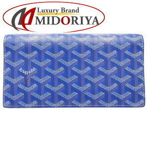 GOYARD Richelieu Wallet Herringbone Pattern Leather Sky Blue